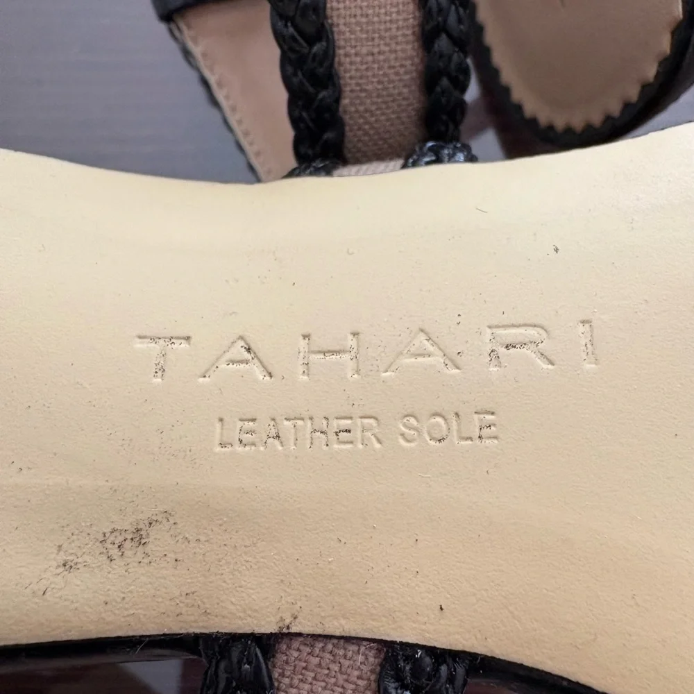 Tahari Black and tan sandals with 3 inch Heels - Picture 5 of 5